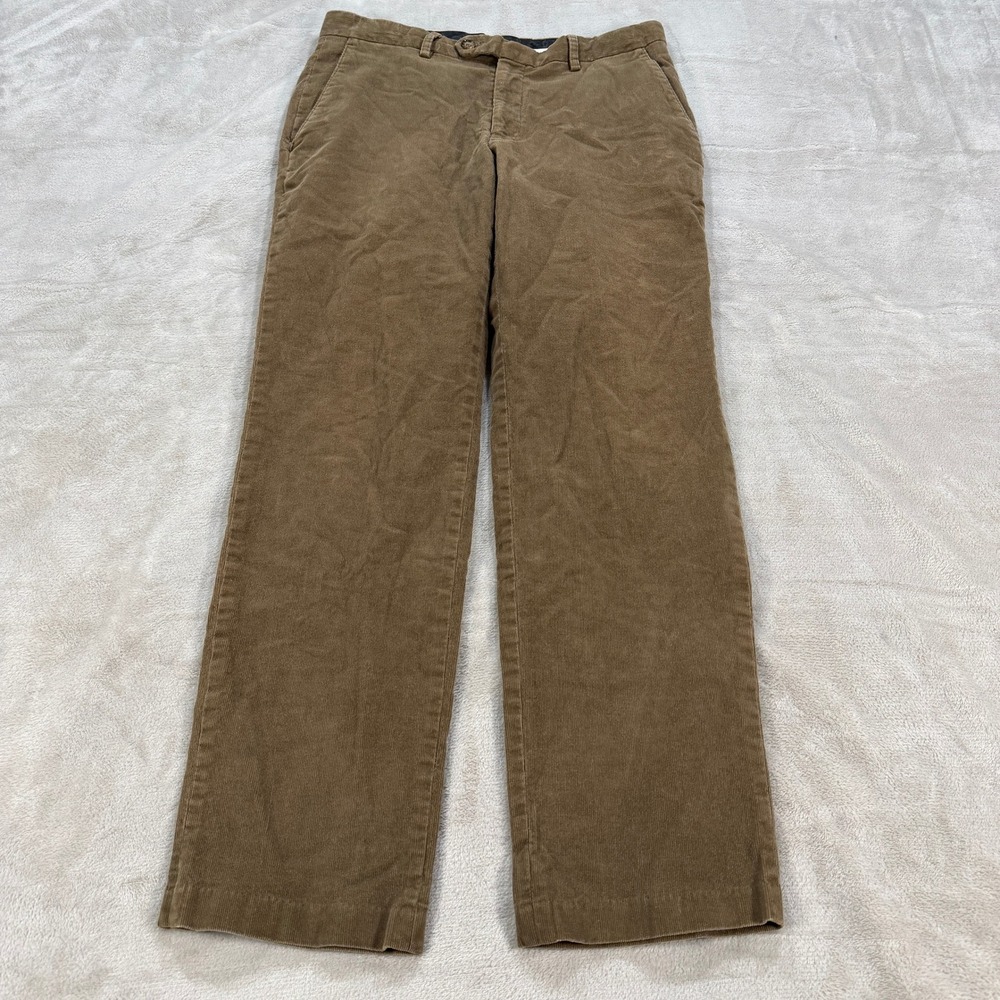 Lauren Ralph Lauren Mens 32x30 Brown Corduroy Flat Front Straight Pants Stretch